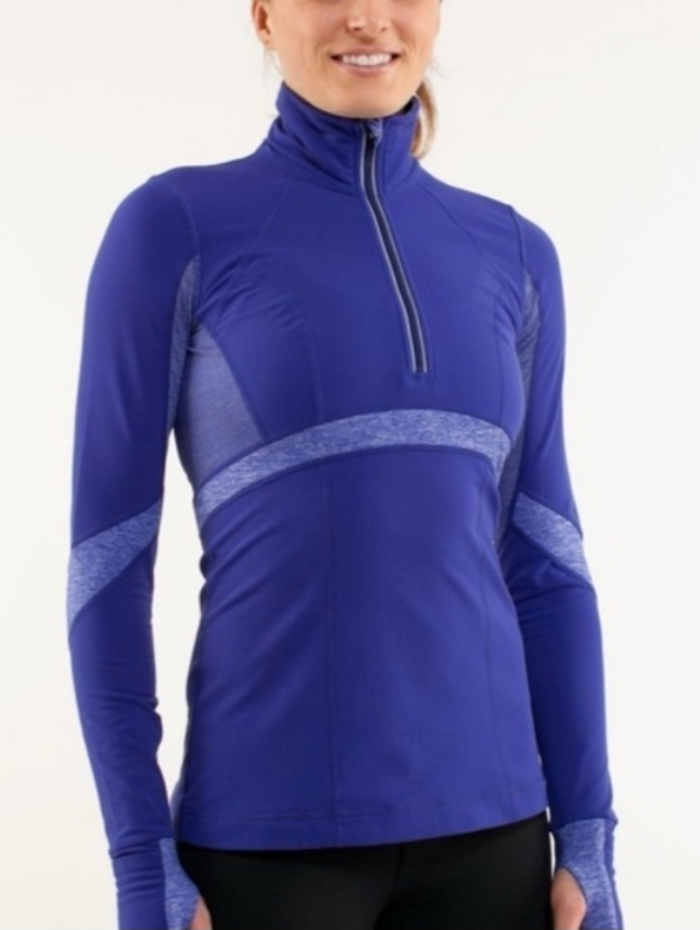 Lululemon Run Distance Pigment Blue 1/4 Zip Pullover sz 6